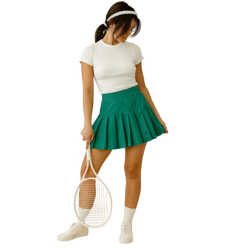 WILSON VINTAGE Pleated Tennis Mini Skirt Kelly Green‎ Tenniscore Size 14